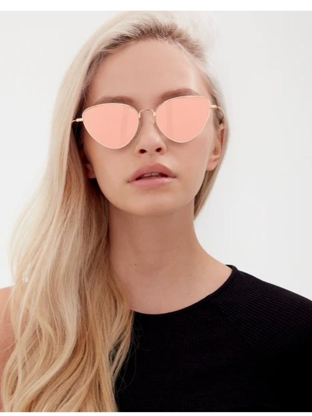 Topfoxx Gold Frame Mirrored Cat-Eye Sunglasses